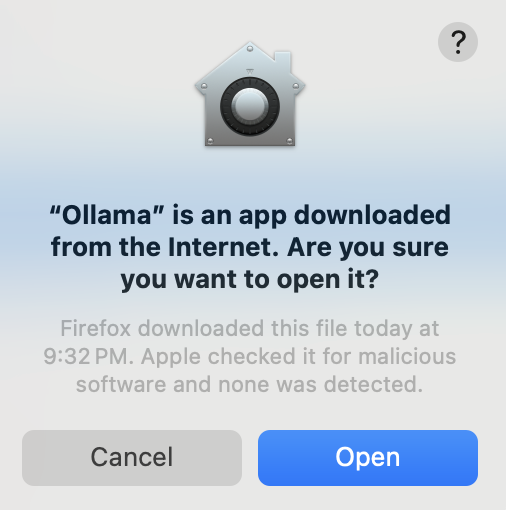 Authorize the Ollama app