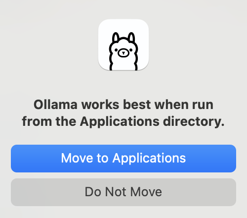 Move the Ollama app to Applications